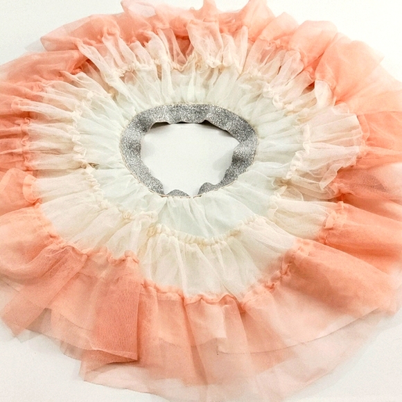 Tutu Pink Ombre Tulle White Cotton Lining Silver Sparkle Elastic Waist 3T - Picture 2 of 7